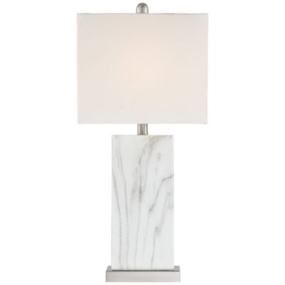 Connie Modern Table Lamps 25" High Set of 2 White Faux Marble with USB Charging Ports Rectangular Shade for Living Room Office Desk House