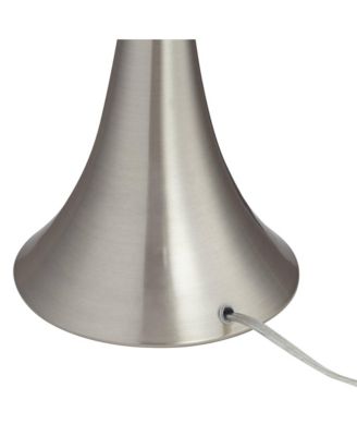 Gerson Modern Table Lamps 24" High Set of 2 Brushed Nickel with Dimmers LED White Drum Shade for Bedroom Living Room Bedside Nightstand