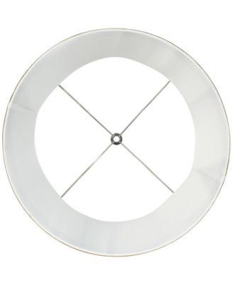 Ivory Linen with Taupe Trim Medium Lamp Shade 14" Top x 16" Bottom x 12" High (Spider) Replacement with Harp and Finial