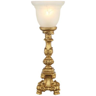Traditional Glam Console Accent Table Lamp 18" High French Gold Uplight Alabaster Glass Shade Decor for Living Room Bedroom House Bedside Nightstand Office Reading Family - Regency Hill