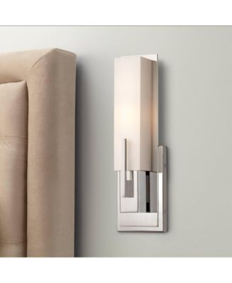 Midtown Modern Wall Light Sconce Chrome Hardwire 4 1/2" Fixture Rectangular White Glass for Bedroom Bathroom Vanity Reading House