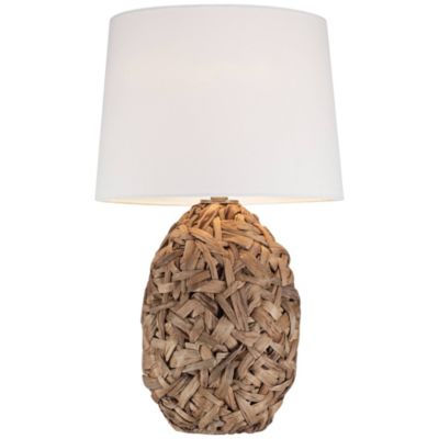 Nantucket Modern Coastal Table Lamp 26" High Natural Woven Seagrass White Drum Shade for Bedroom Living Room House Bedside Nightstand