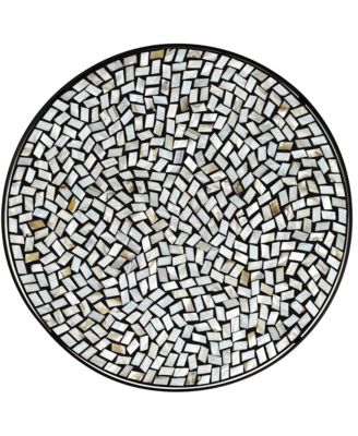 Zaltana Modern Black Metal Round Outdoor Accent Side Table 14" Wide Free-Form Mosaic Tile Tabletop Gracefully Curved Legs for Spaces Porch Patio Home House Balcony Yard Deck - Teal Island Designs