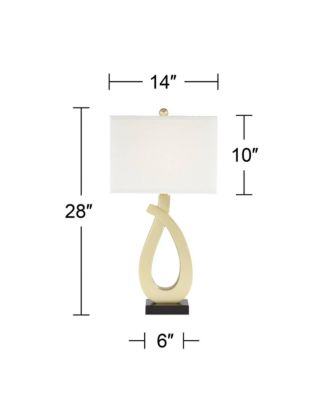 Simone Modern Table Lamps 28" Tall Set of 2 Sculptural Gold Metal USB Charging Port White Rectangular Shade Bedroom Living Room