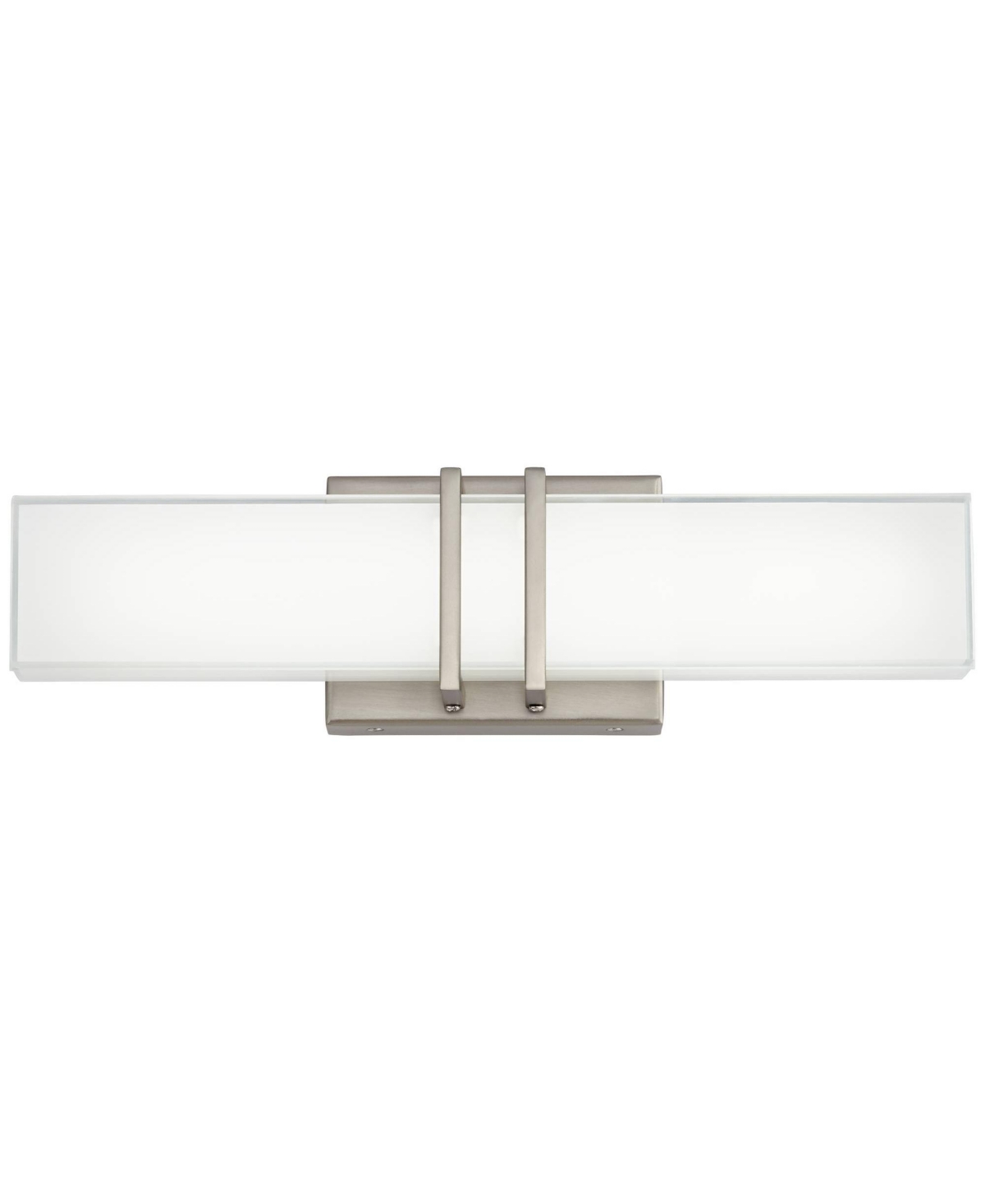 Exeter Modern Art Deco Wall Mount Light Led Brushed NickelMetal Wide Vanity Fixture Rectangular Silk Screened Glass Shade Decor for Bathro