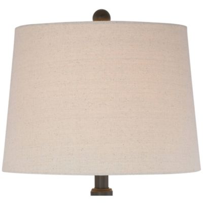 Annie Modern Industrial Table Lamps 28" Tall Set of 2 Bronze Iron Cream Tapered Drum Shade for Bedroom Living Room Nightstand