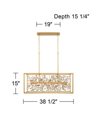 Possini Euro Carrine 38.5" Gold Linear Chandelier, 8-Light Modern Fixture with Clear Crystal Accents for Dining Room, Kitchen, Foyer & High Ceilings