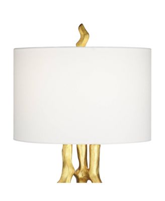Organic Sculpture 29" Tall Modern Glam End Table Lamp Gold Finish Single White Shade Living Room Bedroom