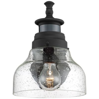 Nobel Modern Outdoor Wall Light Fixture Black Steel 10" Clear Seedy Glass Motion Sensor Dusk to Dawn for Exterior House Porch Patio Outside Deck Garage Front Door Garden Home - John Timberland