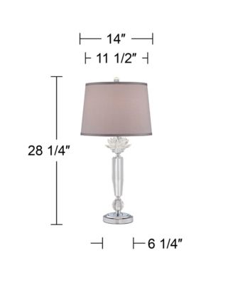 Olivia 28 1/4" Tall Traditional Glam End Table Lamp Clear Crystal Single Gray Shade Living Room Bedroom