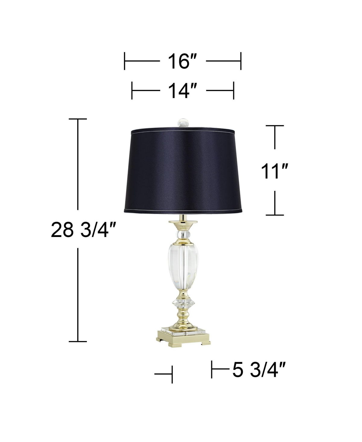 Traditional European Style Table Lamp Tall Brass Faceted Clear Crystal Urn NavyHardback Drum Shade for Living Room Bedroom Bedside Nights
