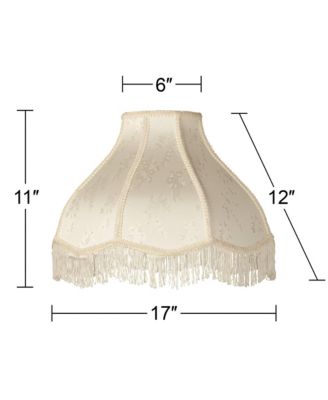 Set of 2 Scallop Dome Lamp Shades Cream Large 6" Top x 17" Bottom x 11" High Spider Replacement Harp and Finial Fitting