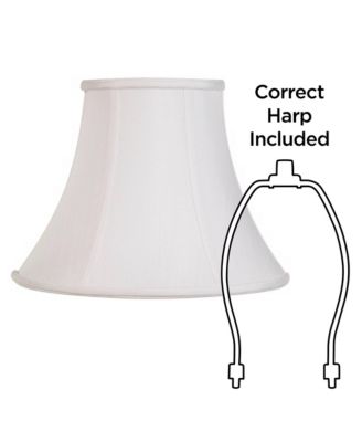 Imperial Shade Set of 2 Bell Lamp Shades White Medium 7" Top x 14" Bottom x 11" Slant Spider with Replacement Harp and Finial Fitting