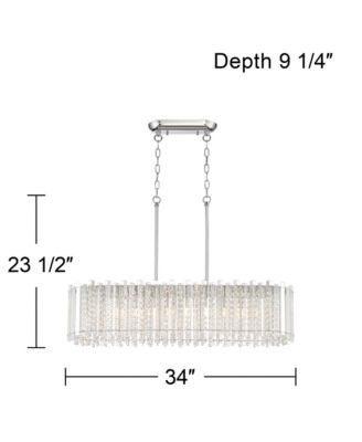 Mirabell Chrome Linear Island Pendant Chandelier 34" Wide Modern LED Clear Glass Crystal 6-Light Fixture for Dining Room Kitchen