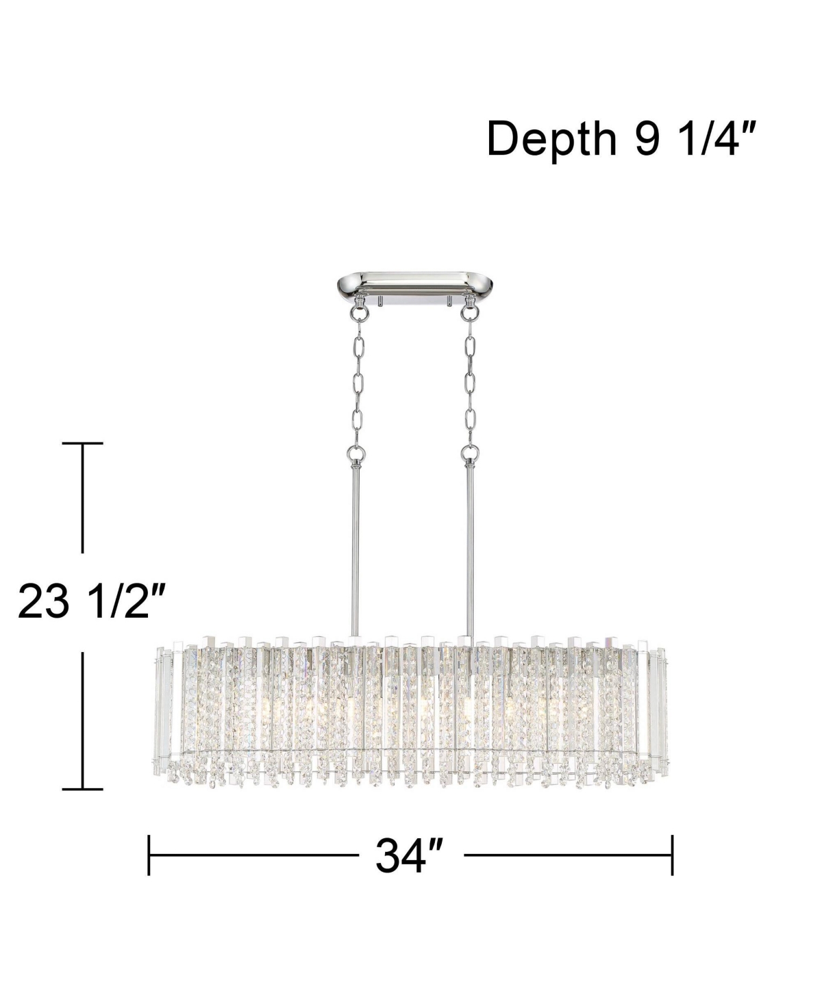 Possini Euro Design Mirabell ChromeLarge Linear Island Pendant Chandelier Wide Modern Led Clear Glass Crystal Prism 6-Light Fixture for Ki