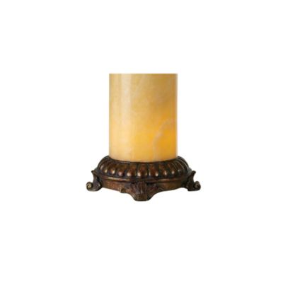 Traditional Table Lamp with Nightlight 28.5" Tall Bronze Onyx Column Off White Bell Shade for Living Room Family Bedroom