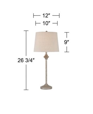 Lynn Country Cottage Buffet Table Lamps 26 3/4" High Set of 2 Beige Wood Oatmeal Drum Shade for Bedroom Living Room Bedside Nightstand