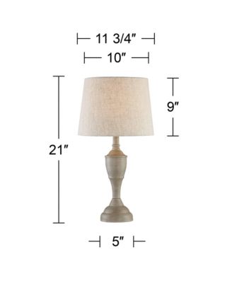 Claude Rustic Farmhouse Accent Table Lamps 21" High Set of 2 Beige Washed Linen Drum Shade for Bedroom Living Room Bedside Nightstand