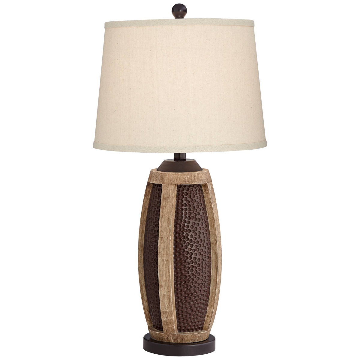 John Timberland Parker Rustic Farmhouse Table Lamps Tall Set of 2 with Usb Port Hammered Oil Rubbed Bronze Wood Accents Oatmeal Tapered Drum Sha