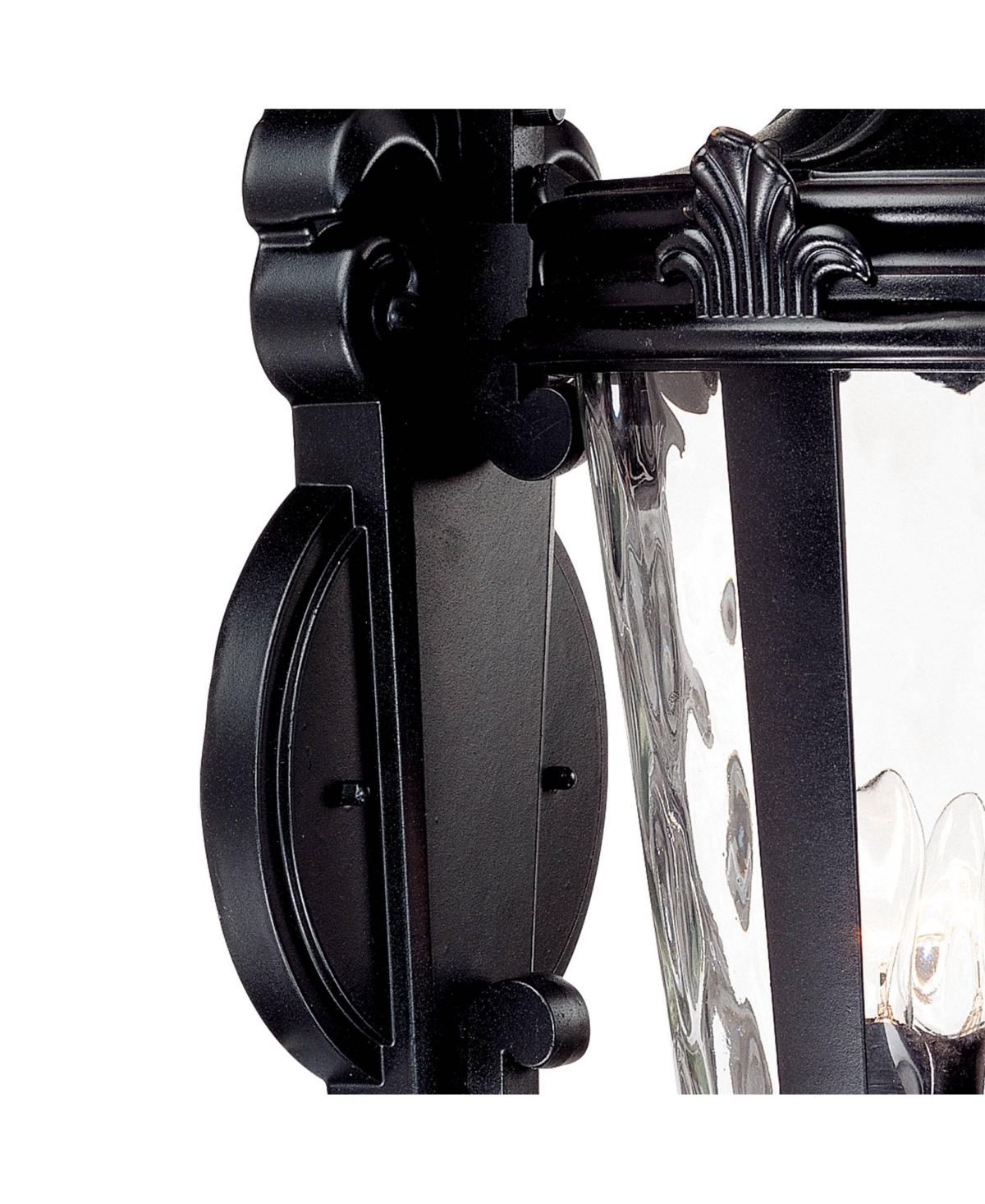 Casa Marseille European Outdoor Wall Light Fixture TexturedScroll Arm Clear Hammered Glass for Exterior House Porch Patio Outside Deck Gara