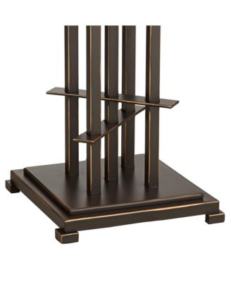 Metro Mission Accent Table Lamp 23 1/2" High Bronze Cone Alabaster Art Glass Shade for Bedroom Living Room Bedside Nightstand Kids