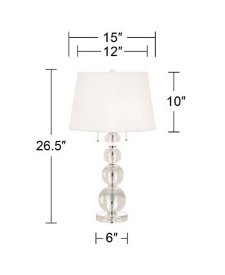 Modern Table Lamp 26 1/2" High Stacked Clear Crystal Spheres Glass White Drum Shade for Bedroom Living Room House Home Nightstand