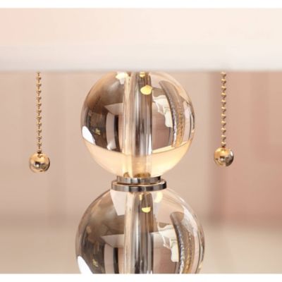 Modern Table Lamp 26 1/2" High Stacked Clear Crystal Spheres Glass White Drum Shade for Bedroom Living Room House Home Nightstand