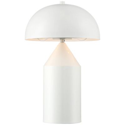 Felix Modern Accent Table Lamps 19" High Set of 2 White Metal Mushroom Dome Shade for Bedroom Living Room Bedside Nightstand Office Kids