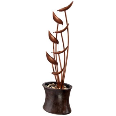 Ashton Tiered Copper Leaves 41" High Large Modern Indoor Outdoor Decor Resin Floor Fountain Outside Garden Patio