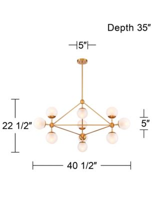 Gable Soft Gold Hanging Chandelier Lighting 40.50" Wide Mid Century Modern Sputnik Frosted Glass Globe Shade 10-Light Fixture for Dining Room House Foyer Entryway Kitchen - Possini Euro Design