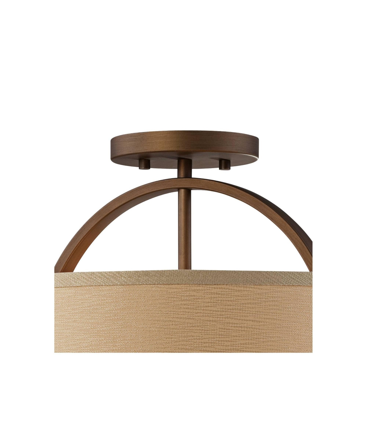 Possini Euro Design Halsted Mid Century Modern Ceiling Light Semi-Flush Mount Fixture Brushed Bronze Wide Oatmeal Linen Drum Shade for House Bedro