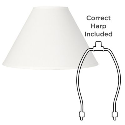 Collection 6" Top x 17" Bottom x 10" High x 11.5" Slant Lamp Shade Replacement White Chimney Linen Spider Harp Finial