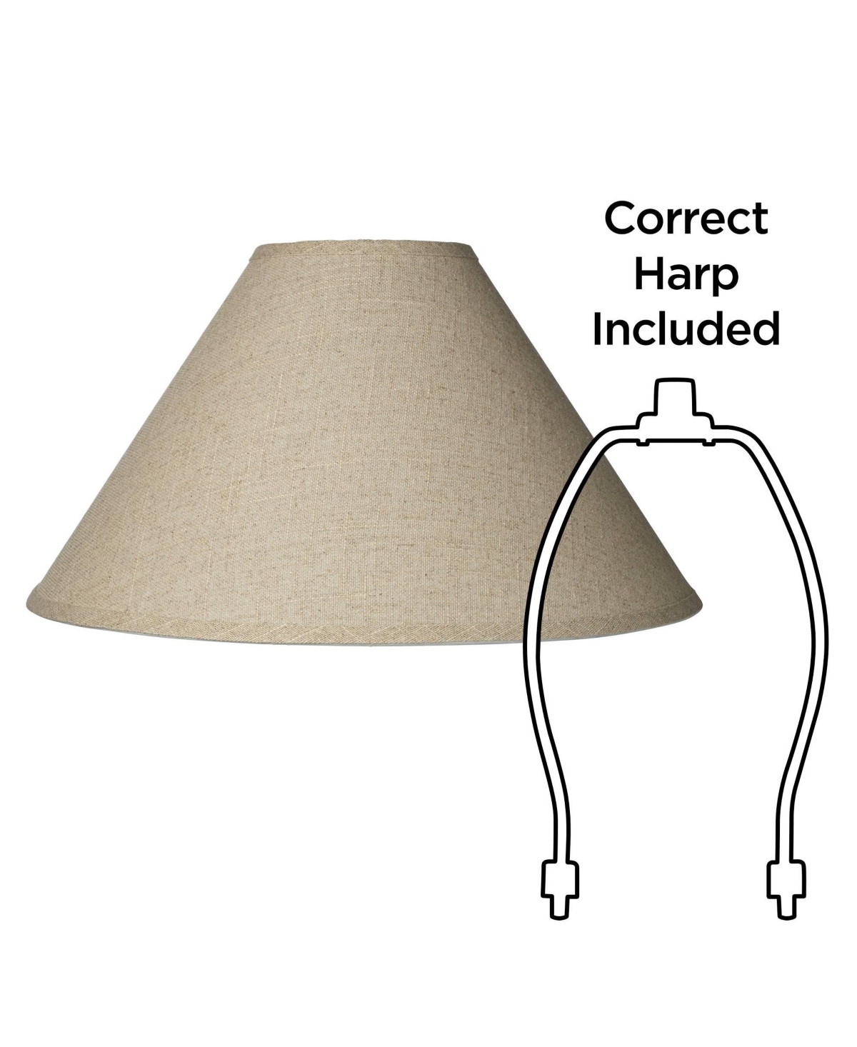 Fine Burlap Large Empire Lamp Shade Top x Bottom x High x Slant (Spider) Replacement with Harp and Finial - Spring crest