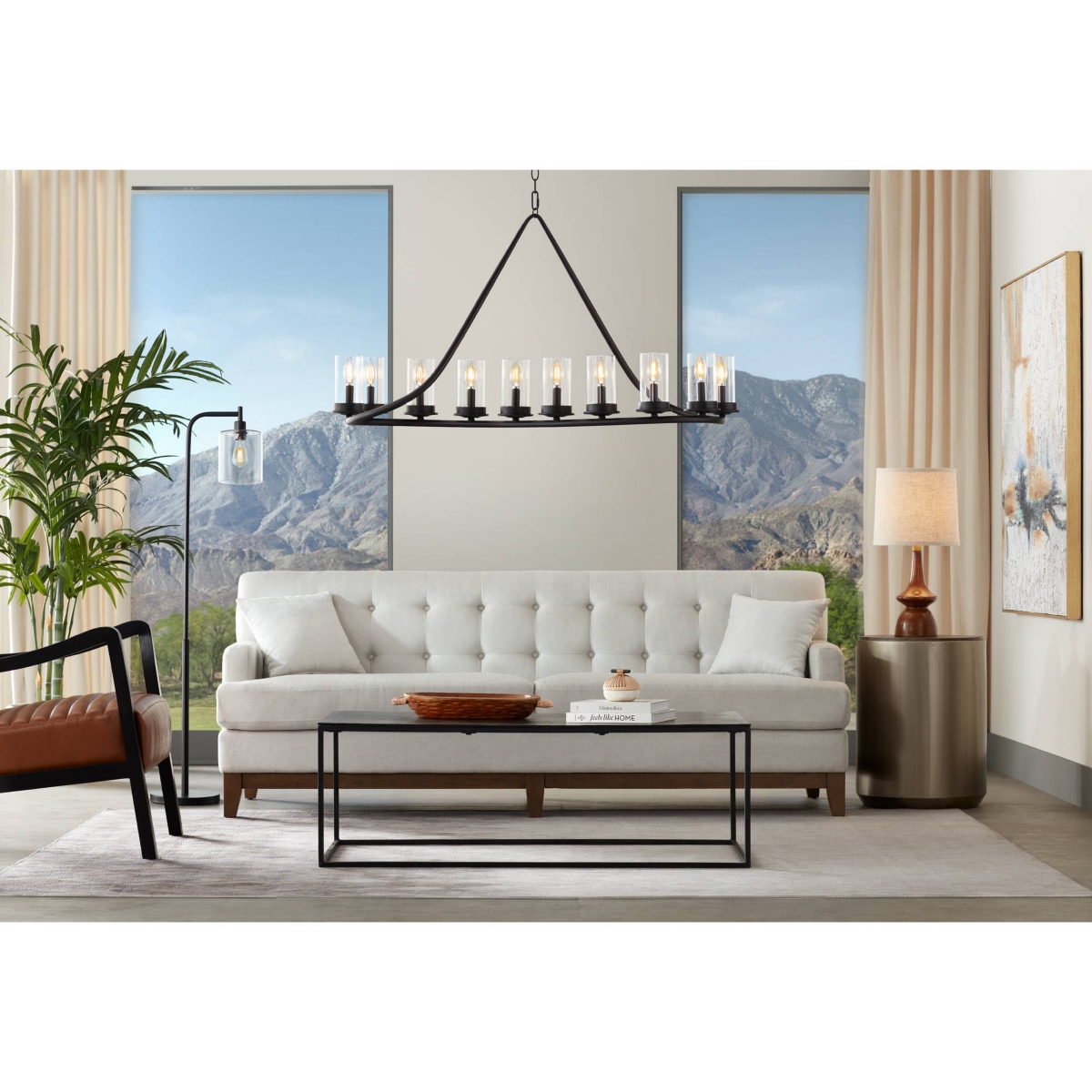 Rexford Mid Century Modern Table Lamp High Walnut Faux WoodOff White Linen Tapered Drum Shade for Bedroom Living Room House Home Bedside Ni