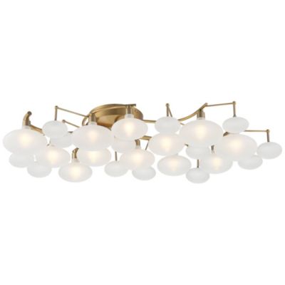 Warm Brass 12-Light Frosted Glass Shade 30.25" Wide Modern Fixture Ceiling Light Semi Flush Mount