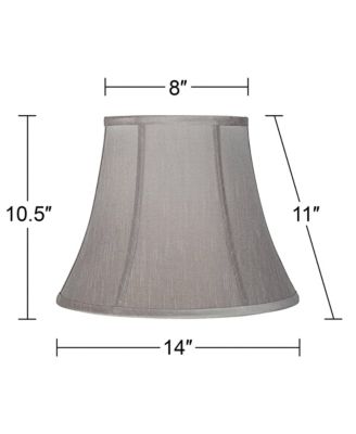Pewter Gray Medium Bell Lamp Shade 8" Top x 14" Bottom x 11" Slant x 10.5" High (Spider) Replacement with Harp and Finial