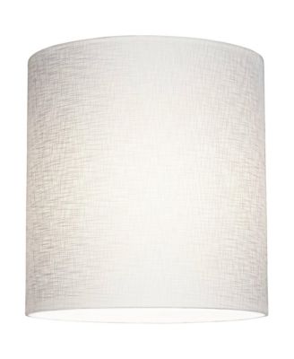 White Tall Linen Medium Drum Lamp Shade 14" Top x 14" Bottom x 15" High (Spider) Replacement with Harp and Finial
