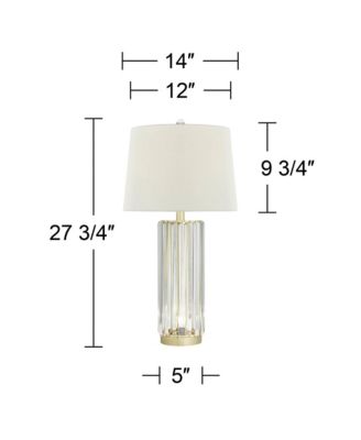 Rivera Traditional Table Lamp 27 3/4" Tall Clear Glass with Nightlight LED White Shade for Bedroom Living Room Bedside Nightstand Office