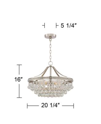 Wohlfurst Brushed Nickel Silver Pendant Chandelier 20 1/4" Wide Clear Crystal 5-Light Fixture for Dining Room House Foyer Entryway Kitchen Bedroom Living Room High Ceilings