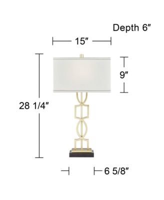 Modern Table Lamps 28 1/4" Tall Set of 2 Gold Metal White Rectangular Shade for Living Room Bedroom House Bedside