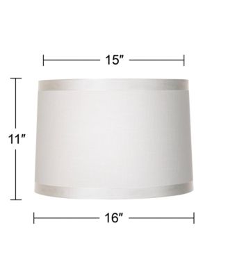 White Fabric Medium Drum Lamp Shade 15" Top x 16" Bottom x 11" High (Spider) Replacement with Harp and Finial