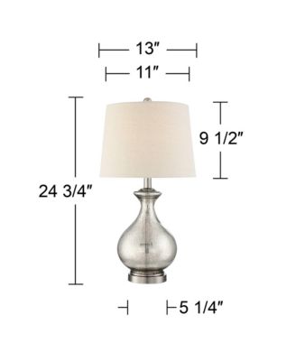 Albert Modern Table Lamp 24 3/4" High Mercury Glass Gourd Oatmeal Drum Shade for Bedroom Living Room Bedside Nightstand Office Kids House