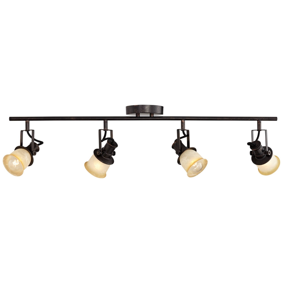 Pro Track 4-Head Ceiling or Wall Track Light Fixture Kit Spot-Light Directional MonorailBronze Finish Amber Glass Traditional Kitchen Bathroom