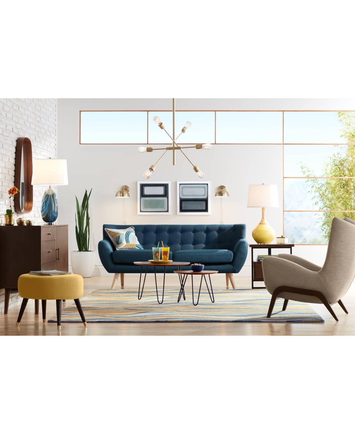Pablo Modern Table Lamp Tall Swirling Multi Color Blue Hand Blown Art Glass Metal White Tapered Drum Shade Decor for Living Room Bedroom House Bed