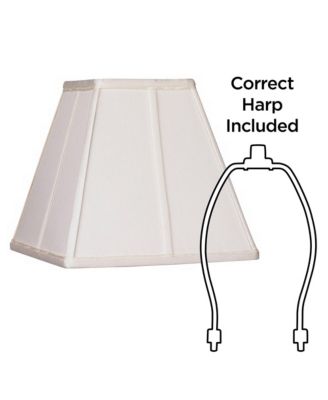 Set of 2 Ivory Classic Small Square Lamp Shades 5.25" Top x 10" Bottom x 9" High (Spider) Replacement with Harp and Finial