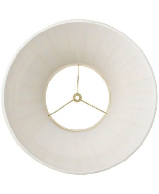 Set of 2 Creme Linen Box Pleated Medium Drum Lamp Shades 7" Top x 14" Bottom x 11" High (Spider) Replacement with Harp and Finial
