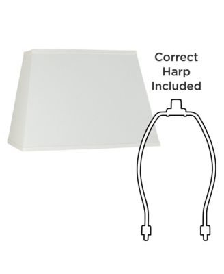 Set of 2 Rectangular Lamp Shades Ivory Large 18" Wide x 12"Deep x 12" High Spider with Replacement Harp and Finial