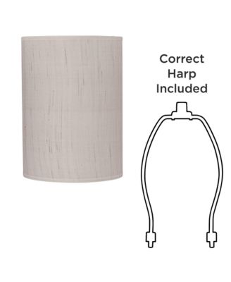 Set of 2 Cylinder Lamp Shades Ivory White Small 8" Top x 8" Bottom x 11" High Spider Replacement Harp and Finial Fitting