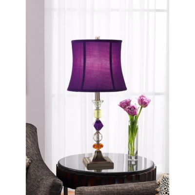 Bijoux Modern Table Lamp 25 1/2" High Multi Colored Stacked Gem Purple Shade for Bedroom Living Room Bedside Nightstand Office Family