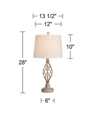 Annie Modern Coastal Table Lamps 28" Tall Set of 2 Weathered Sand Iron Cream Tapered Drum Shade for Bedroom Living Room Bedside
